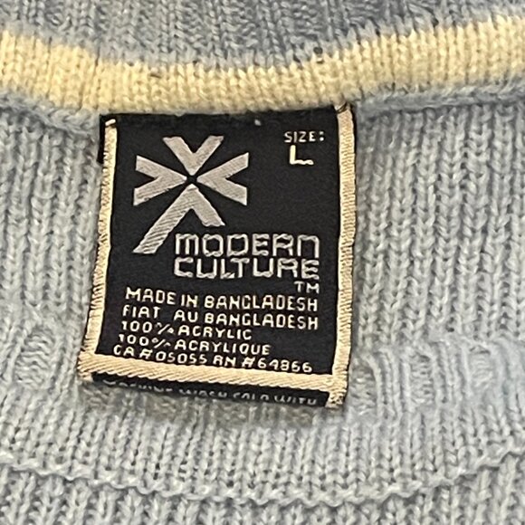 Modern Culture Women's Large Navy, Baby Blue, White Stripe Long Sleeve Tee 90s - Picture 6 of 11